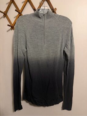 Icebreaker 100% Merino Wool Ombre Half Zip Sweater Grey L